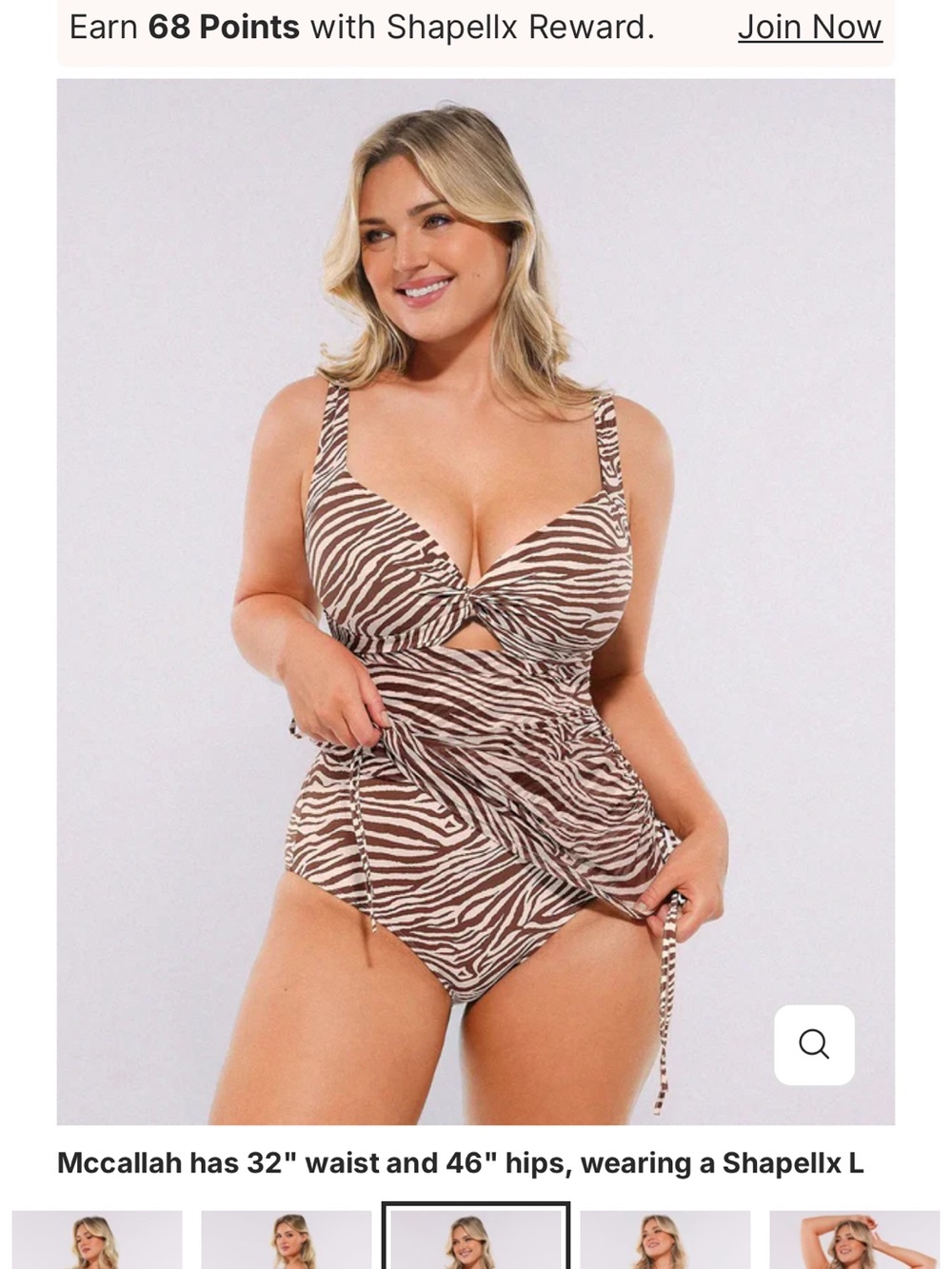 Shapellx Zebra Print One-Piece Swimdress in Brown/White - Picture 4 of 6